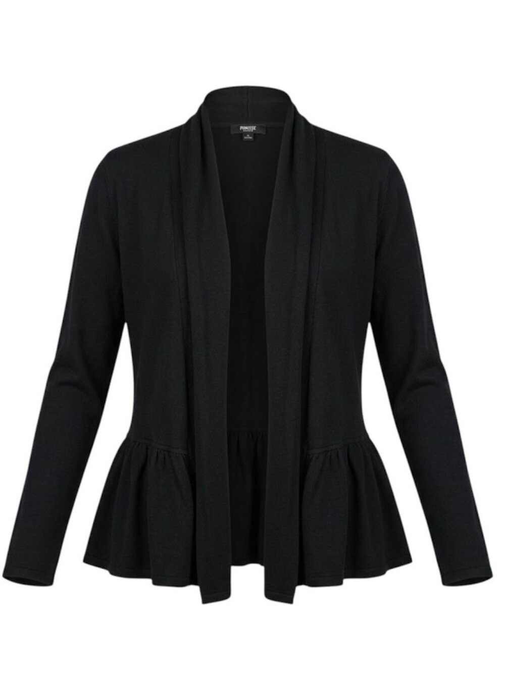Premise Studio Black Open Front Cardigan Ruffle Peplum Hem Women's Size XL